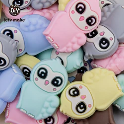 Let's Make Silicone Rodent Teether Beads 5pcs Owl Animal BPA Free Baby Teething Bead For DIY Jewelry Making Chewable Food Grade