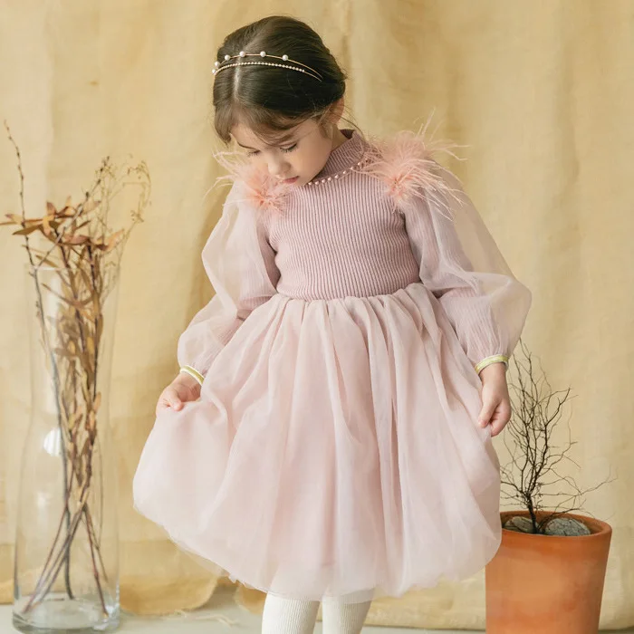 Платье для девочек бархатная одежда детская одежда газовое платье принцессы новая зимняя одежда