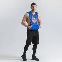 Летний мужской жилет для занятий фитнесом и фитнесом, Быстросохнущий дышащий спортивный жилет без рукавов с капюшоном