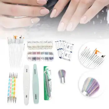 

Nail Art Manicure Set Nail Dotting Pen Rhinestones Decoration Nail Art Brush File Tweezers Manicure Tool Set Acrylic Nail Kit