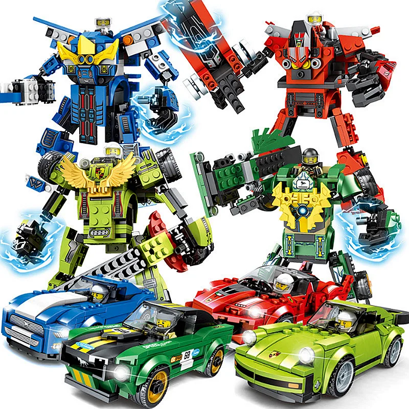 

2in1 Racers Speed Champions Building Blocks Compatible Legoinglys City Racing Car Transformation toy Robot Vehicles Kids Toys