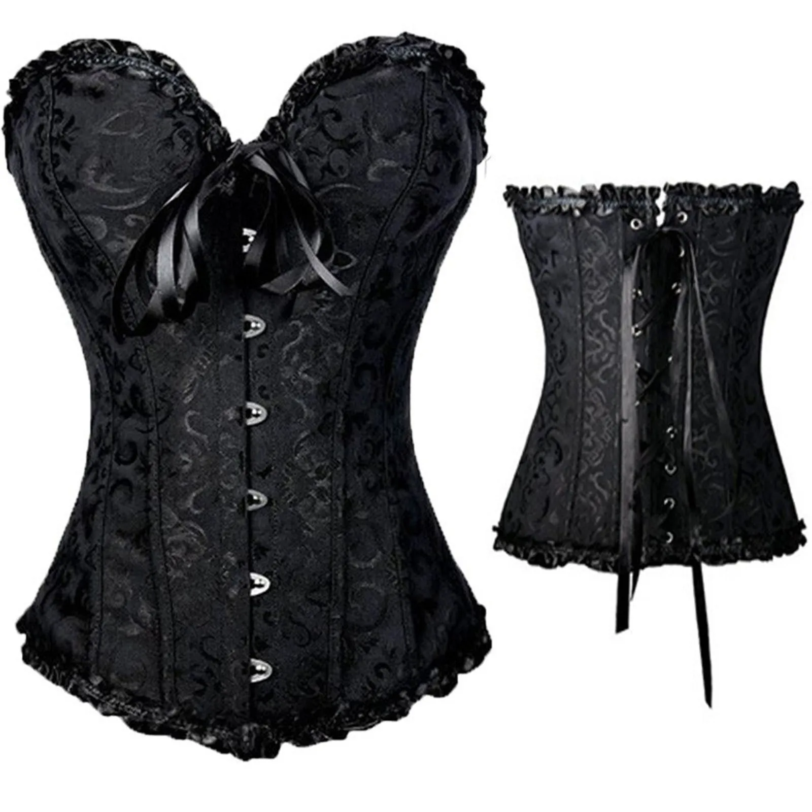 

2023 Women´s corsets and bustiers tops sexy women brocade corset zip vintage style corselet overbust ladies Plus Size 6XL