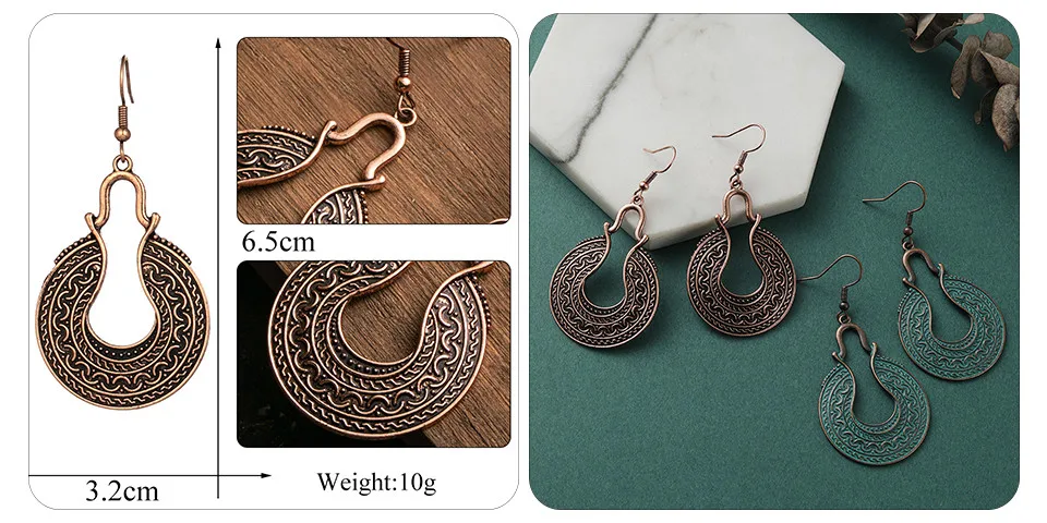 Ethnic Bronze Silver Rose Gold Color African Earrings Jewelry 14 Style Bohemian Metal Tassel Fringe Leaf Hanging Drop Earrings for Women&Girls Wholesale Dropshipping (15)