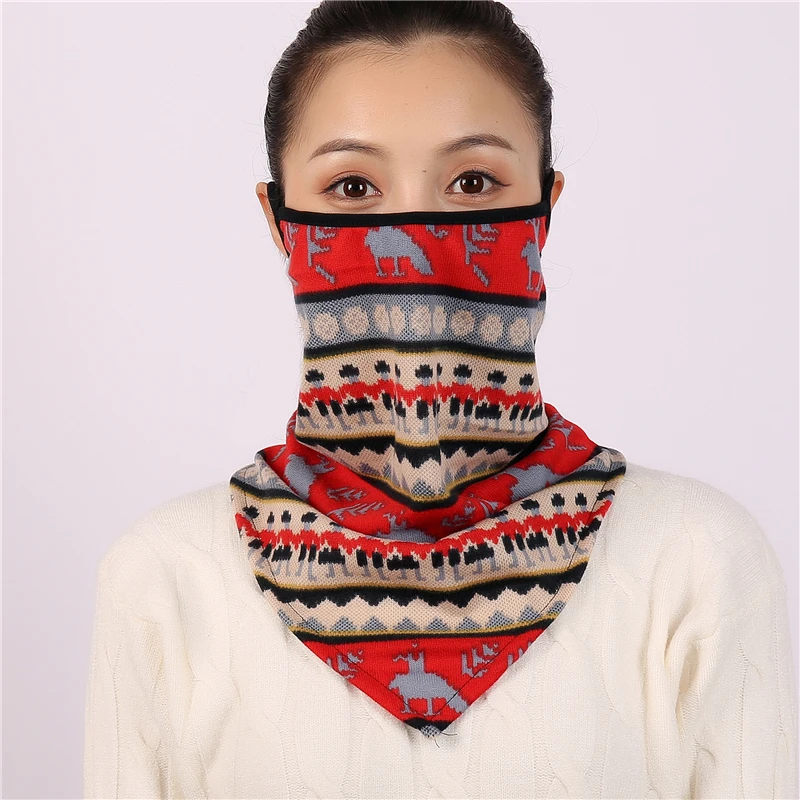 2021 Winter Face Mask Scarf Women Ring Neck Scarves Foulard Cotton Feeling Warm Fashion Print Men Outdoor Sport Unisex Bandana