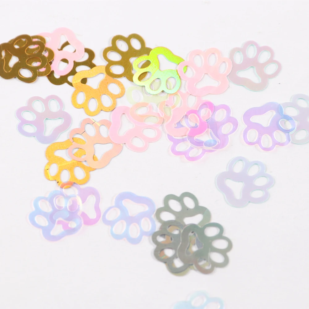 Sequins Eco-friendly PET Ultrathin Dog Footprints Nail Sequin Mixed Holographic Laser Silver Glitter for Craft Nail Art Decor sequins for crafts,nail art decor