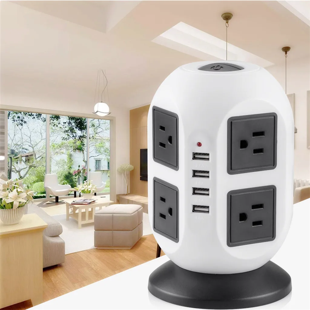 Прямая поставка, новинка, модный Лидер продаж, удлинитель с 8 выходами, 4 порта usb, 2500 Вт/10 А, зарядка от перенапряжения