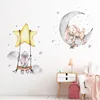 Autocollants muraux lapin bébé, dessin animé lapin balançoire sur les étoiles, Stickers muraux pour chambre d'enfants, en PVC, autocollants amovibles en PVC pour bricolage ► Photo 3/6