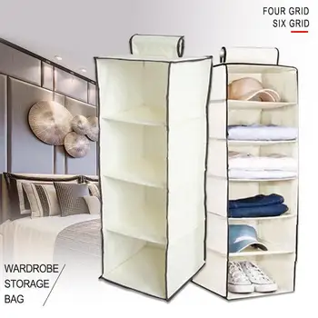 

Non-Woven Fabric Portable Multi-Layer Folding Hanging Bag Storage Cabinets Hanging Wardrobe Space Saver Household Supplies