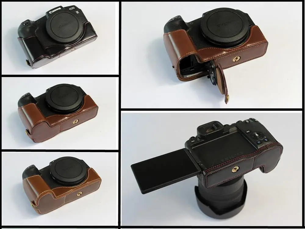 

Digital Camera Pu Leather Case Bottom Opening Version Protective Half Body Cover Base For Canon eosrp RP EOS RP Cases With Strap