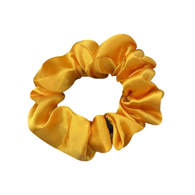 2021 New 100% Pure Mulberry Silk Large Tie Hair Silk Simple Pure Color Retro Hair Bands For Women Hair Tie Rope Accessories Girl Gold