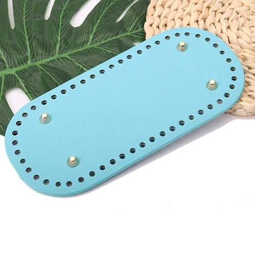 25Colors Long Bottom for Knitted Bag PU Leather Bag Accessories Handmade Bottom With 52 Holes DIY Crochetbag Bottom 22x10cm blue