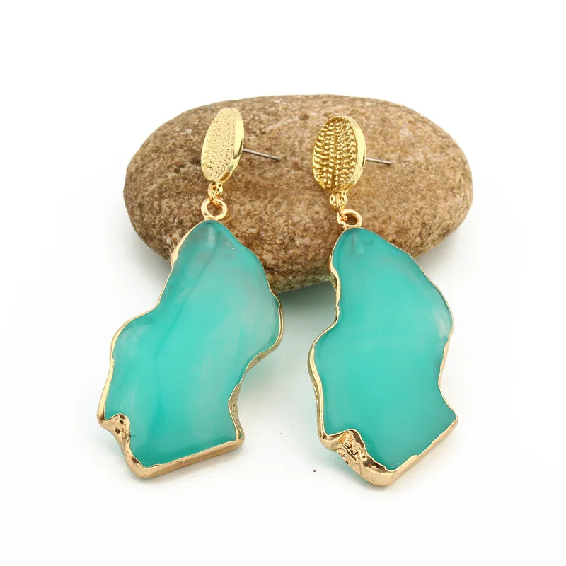 Bijoux Fashion Chic Golded Blue Yellow Big Long Drop Earrings For Women Jewelry Statement Pendientes Mujer Moda 2019 Ohrringe (5)