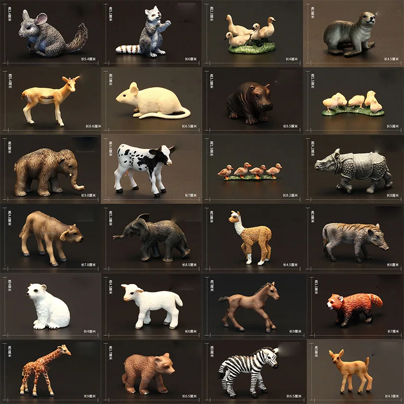 

Genuine Jungle Zoo Wild Farm Animal Cubs Family Goose Chicken Rat Holstein Cow Duck Model Learning Toys Children Gifts