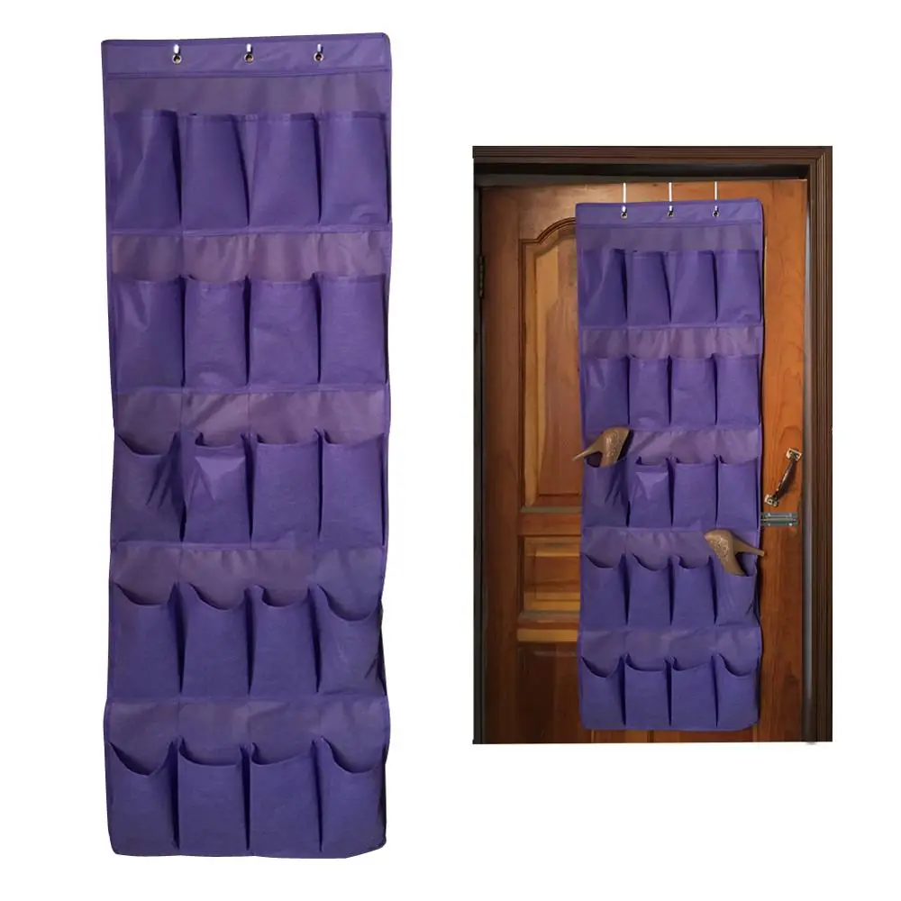 Стеллаж для обуви для хранения обуви 20 сетка для дома висячий Органайзер на дверь для обуви Карманный держатель шкаф для обуви хранение гаджетов настенная подвесная полка - Цвет: Purple