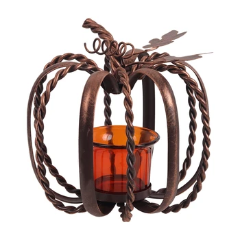 

Retro Tea Light Holiday Pumpkin Candle Holder Wrought Lron Retro Ornaments Halloween Gift Pumpkin Candle Holder