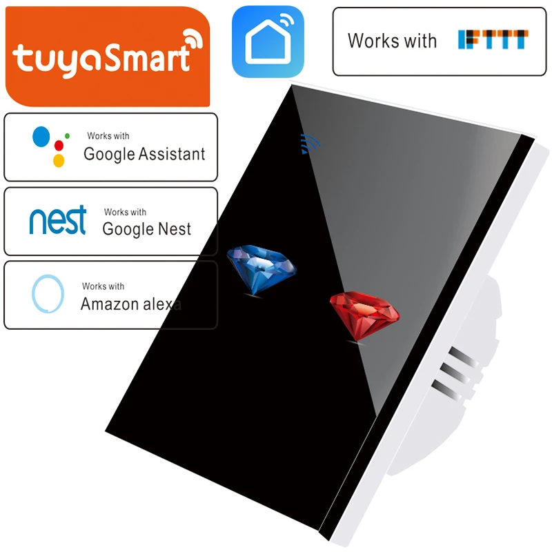 Продажа Стандарт ЕС Smart tuya 1 способ дома беспроводной WiFi настенный светильник сенсорный выключатель панель настенный прерыватель, нужна нейтральна...