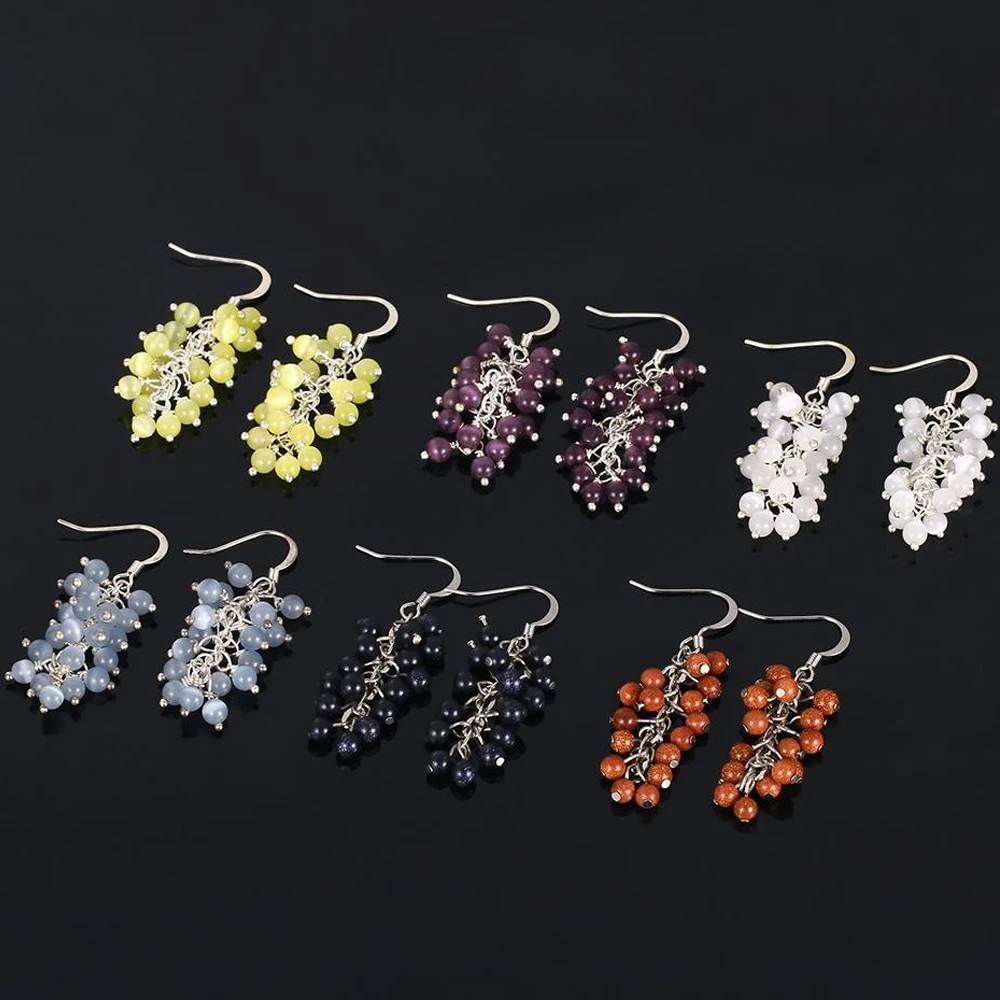 ShinyGem модные разноцветные Круглые серьги из бисера с кошачьим глазом 4 мм милые