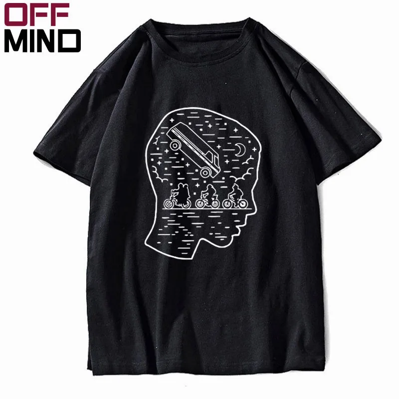 

OFF MIND 100% cotton short sleeve stranger things print men T shirt casual loose men tshirt summer o-neck t-shirt male tee shirt