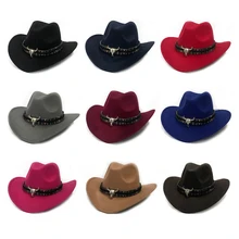 Женская и Мужская шерстяная открытая западная ковбойская шляпа с широкими полями, пастушка, джазовое Конное сомбреро с кисточками, тауренская лента
