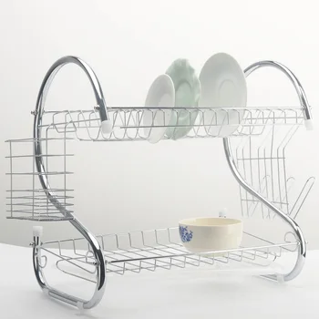 

2-layer kitchen dish rack basket galvanized household wash great kitchen sink dish drain drying rack organizer