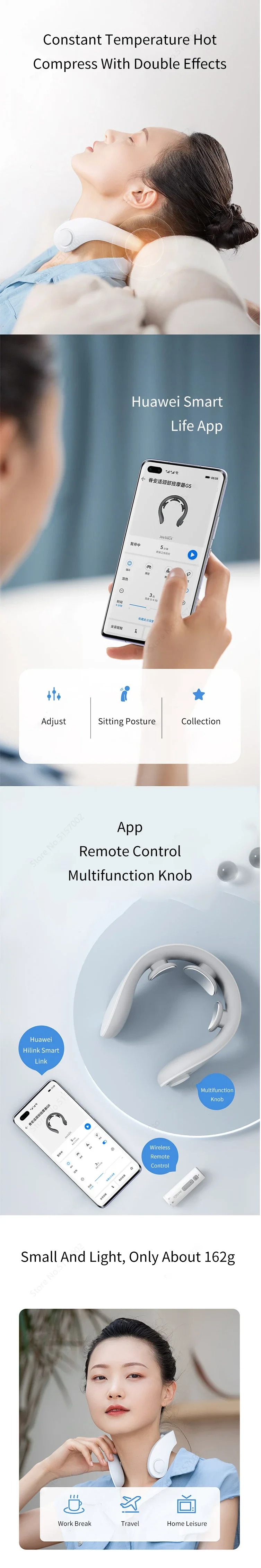 Jeeback G5 Electric Neck Massager Cervical Massager Pulse Vibration Heating Massage Neck Pain Relief for Health Care Relaxation Machine