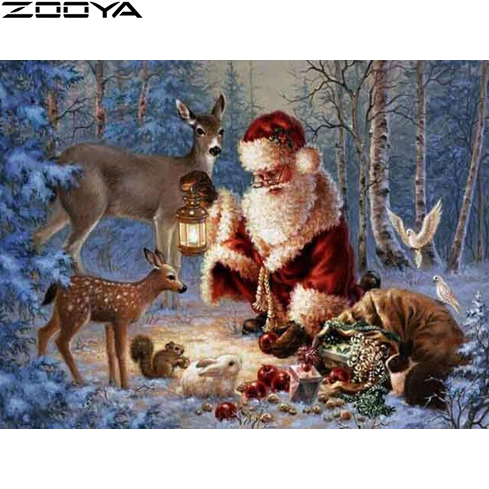 Zooya Вышивка крестом Алмазная картина Полная площадь Санта Клаус Алмазная вышивка полный набор икон Алмазная мозаика картина Zh001 - Цвет: Zh001-9
