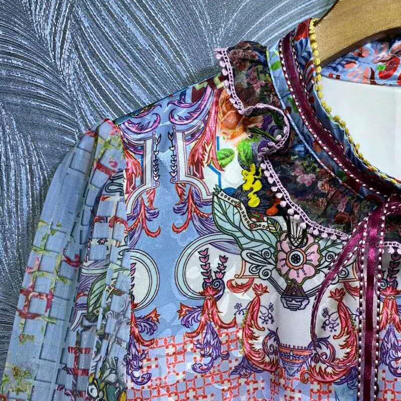 SEQINYY Sicily Cartoon Dress Print Flowers Vintage