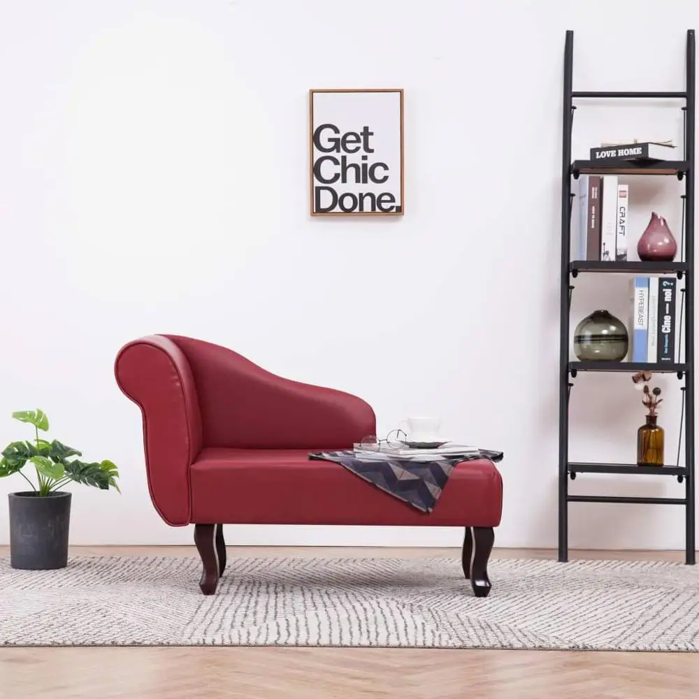 

Modern Sofa Red Lounge Chair Luxury Sofa with Armrest Leatherette Sofa for Living Room Elegant Majestic Design Burgundy Red