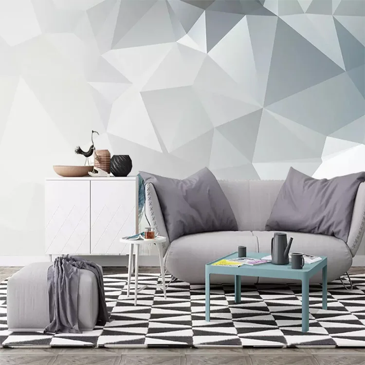 

Northern European-Style Modern Minimalist Abstract Cool Geometry Bedroom Sofa TV Background Wallpaper Living Room Seamless 3D Mu