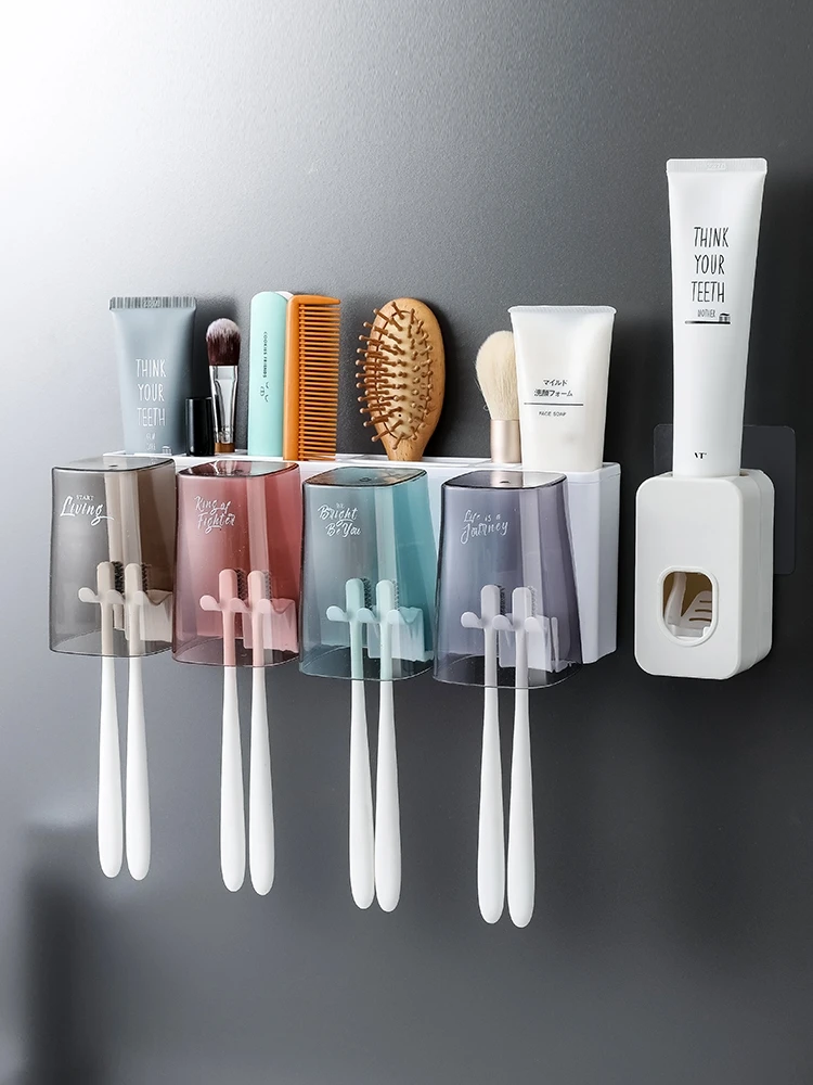 Wall mounted Toothbrush Holder waterproof Toothpaste Squeezer For