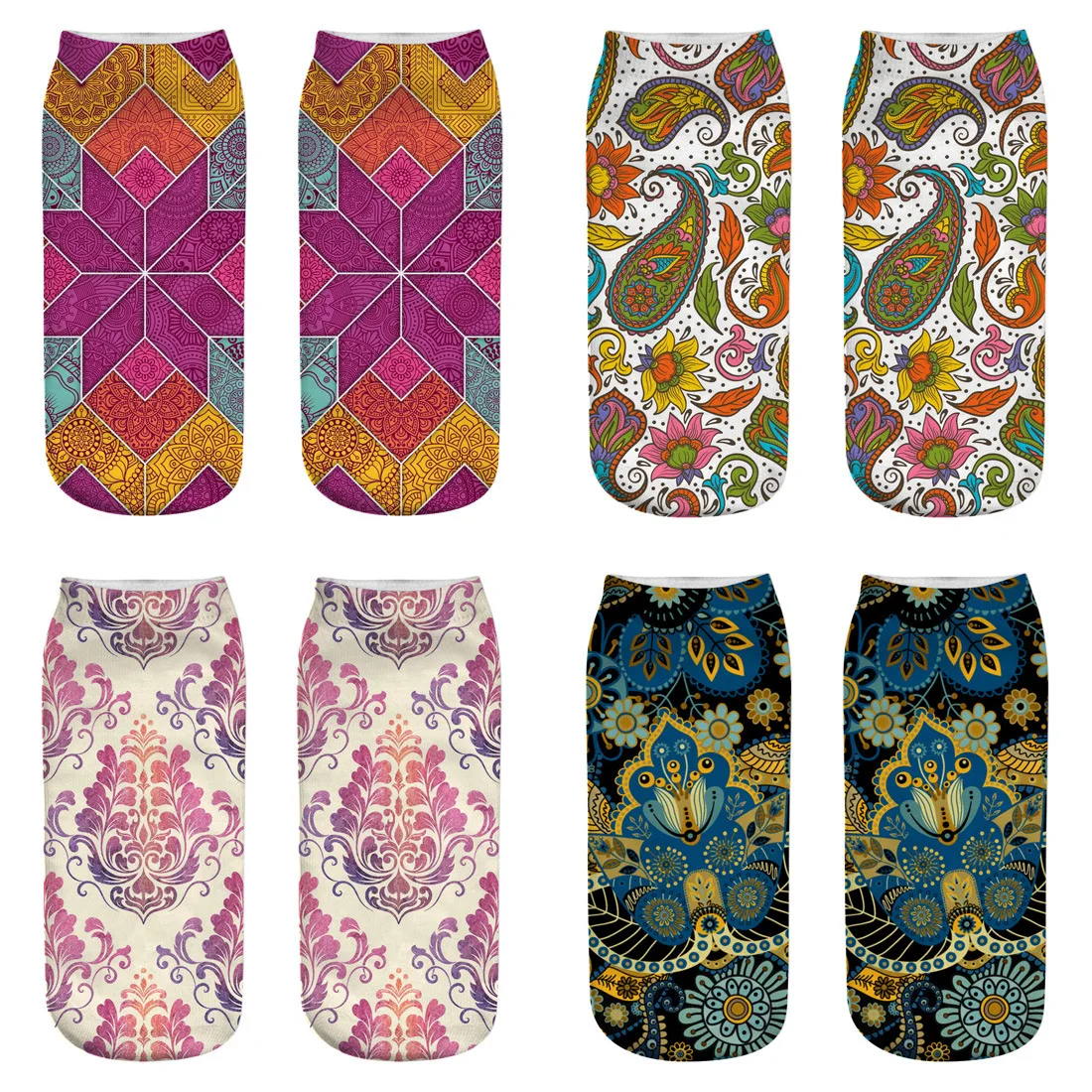 Новинка,, женские носки с 3D принтом, брендовый носок, модные носки унисекс, этнический стиль, Meias, женские забавные низкие носки