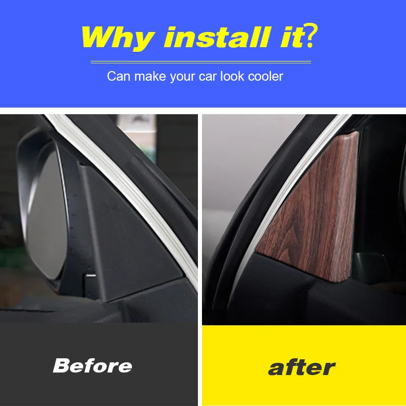 Car Inner Triangle Covers Auto Interior Decoration Accessories Front Window A Pillar Parts For Land Cruiser Prado 150 2020-2019 - 5