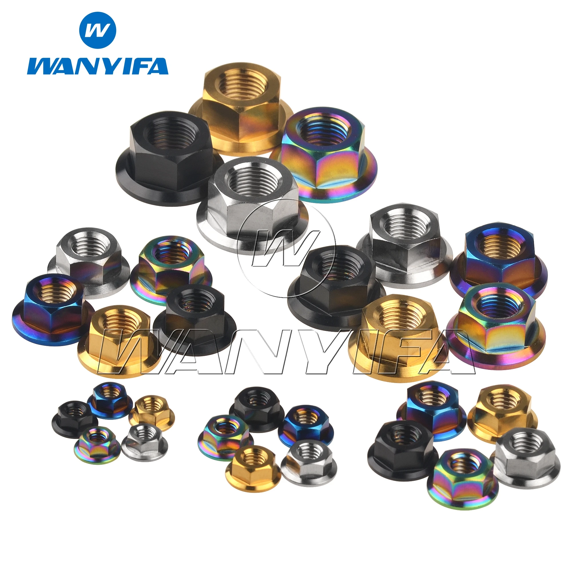 Wanyifa Titanium Nut M5 M6 M8 M10 M12 M14 M16 Flange Nut Screw Bolt Motorcycle Bicycle Bike titanium flange nuts flange nut