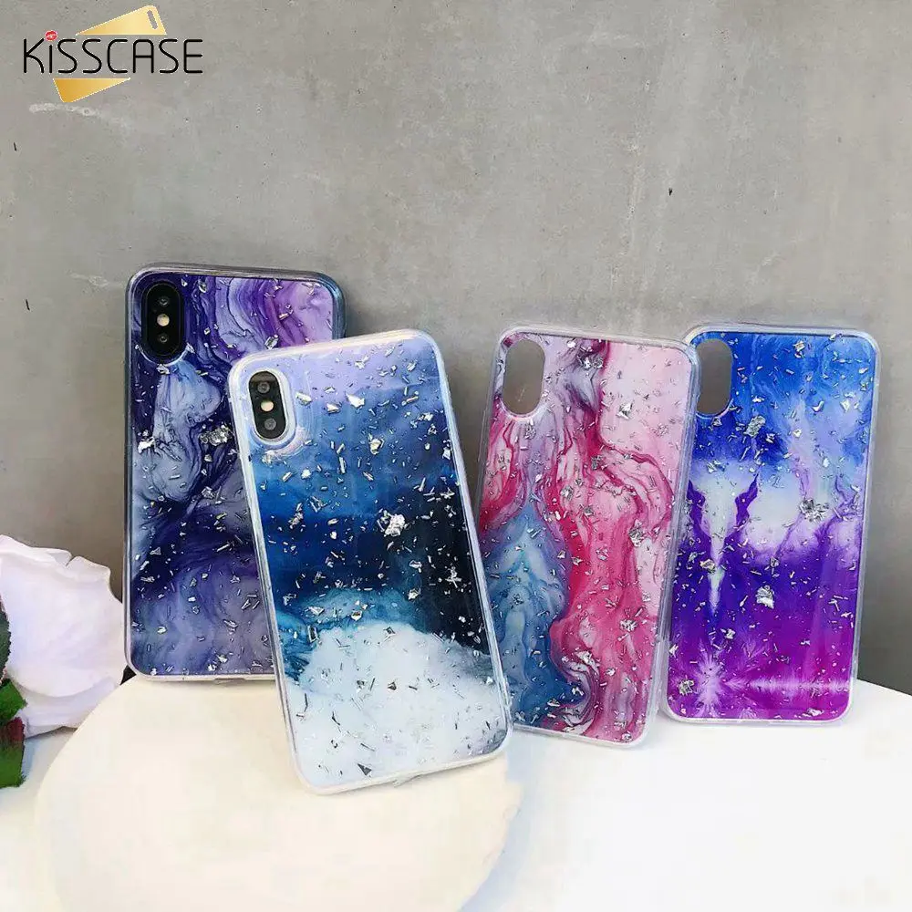 Роскошный чехол KISSCASE для iPhone 8 7 6 S Plus эпоксидный Платиновый мраморный телефона XR XS