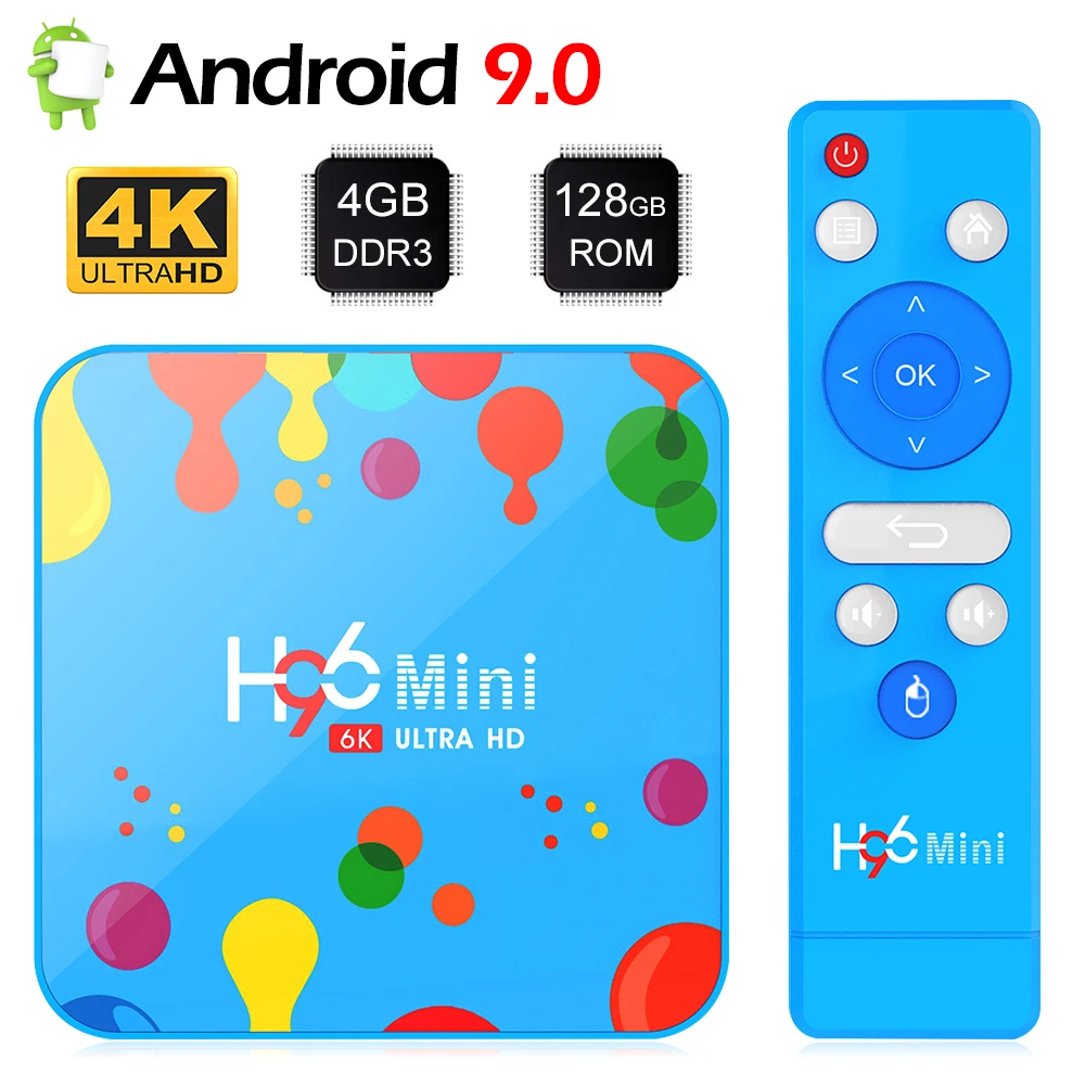 

Android Tv Box 9.0 H6 4GB 128GB 4K Android Media Player H96 Mini Smart Tv Box 6K 2.4G/5G Dual WiFi Set top box 4GB RAM 32GB ROM