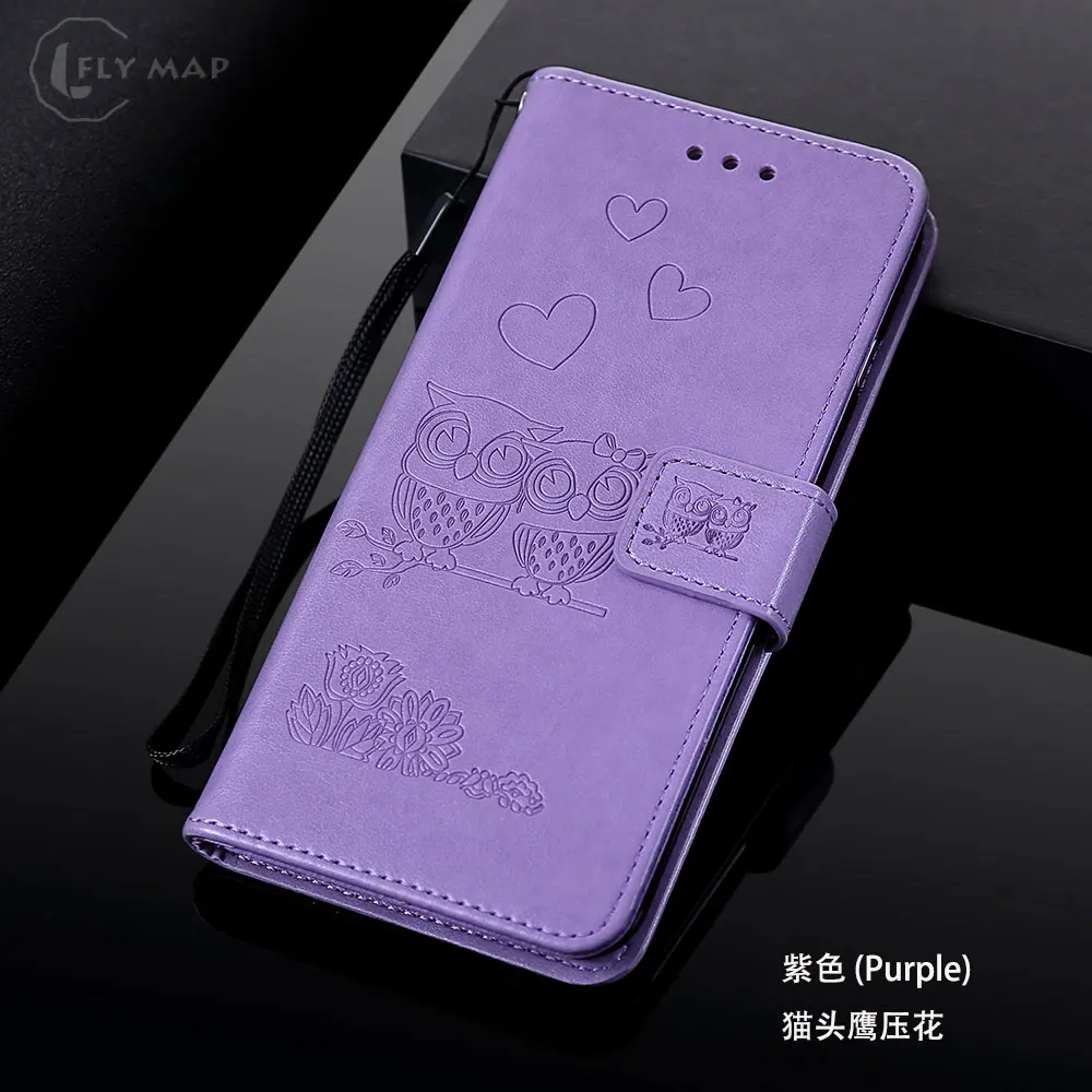 Purple Сова Флип кожаный чехол для huawei P8 Lite P8Lite ALE-L21 ALE-L23 кошелек чехол для телефона чехол для huawei P 8 Lite ALE-L02 тиснение Капа - Цвет: Purple
