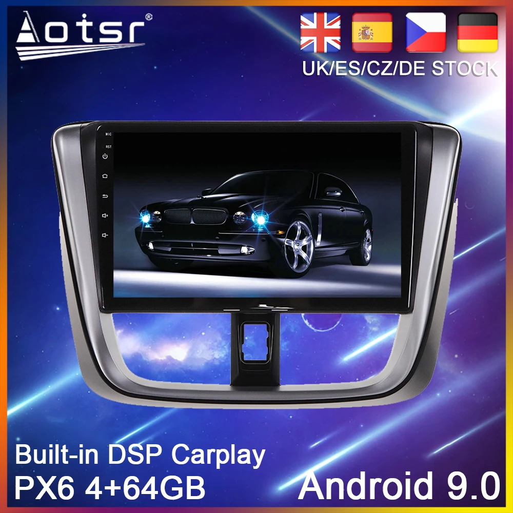 Android 10 0 PX6 64G Автомобильный dvd плеер gps навигация для Toyota VIOS Yaris 2016 2018 Авто Радио