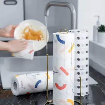 

Polka Dot Disposable Kitchen Towels Dishwashing Paper Rolls Oil Absorbing Cooking Tissues Wet And Dry Rag Dishcloths 3 Rolls