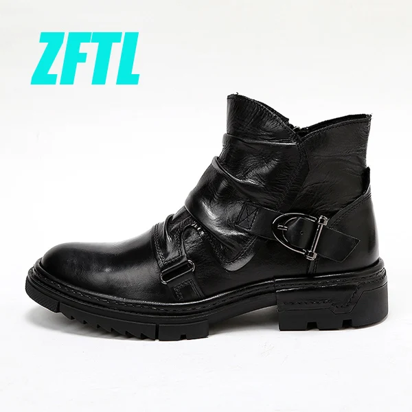 ZFTL/Новинка; мужские повседневные Ботинки Martin; мужские ботинки ручной работы в стиле ретро из натуральной кожи на молнии; мужские рабочие ботинки «Челси»; 161 - Цвет: black martins boots