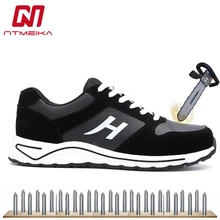 Мужская Рабочая защитная обувь; модные удобные безопасные рабочие ботинки для мужчин; дышащие защитные кроссовки; большие размеры 35-46