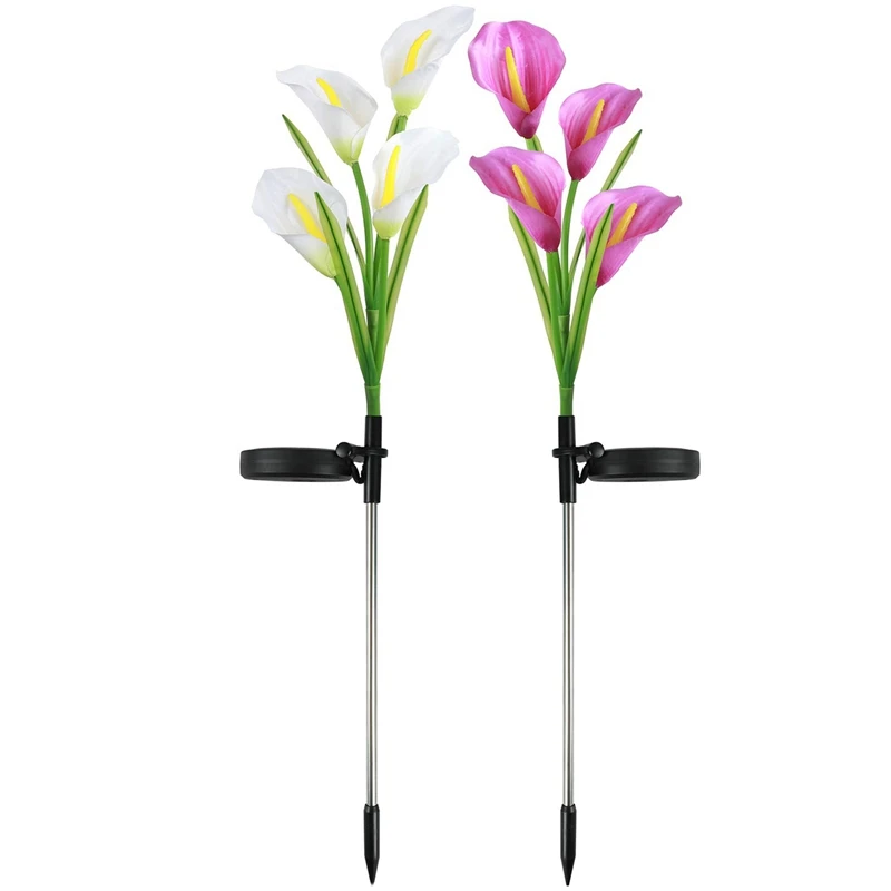 

Outdoor Solar Garden Lights Led Solar Powered Garden Stake Lights Path Lights With 8 Calla Lily Flower, Multi-Color Changing S