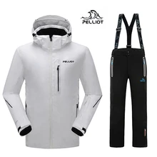 Мужской лыжный комплект, уличная теплая водонепроницаемая ветрозащитная куртка для сноуборда+ штаны, комплект одежды для катания на лыжах, зимний лыжный костюм для мужчин