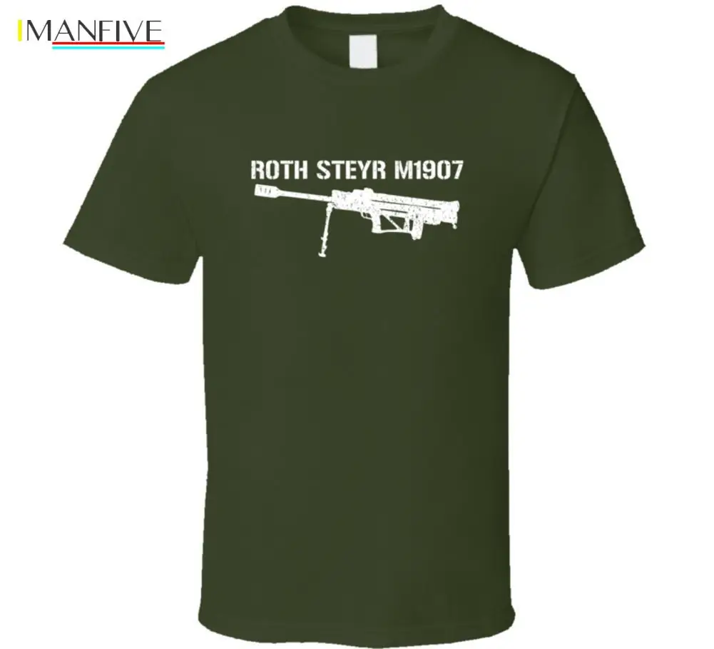 Discount 2019 New Fashion Summer New Arrival Men'S Short Roth Steyr M1907 Sniper Rifle Military Distressed T Shirt T Shirt Maker