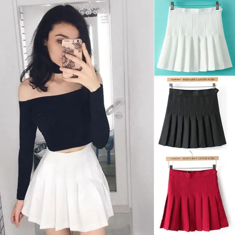 

TS 3 Style High Waist Zipper Solid Mini Skir TS Size