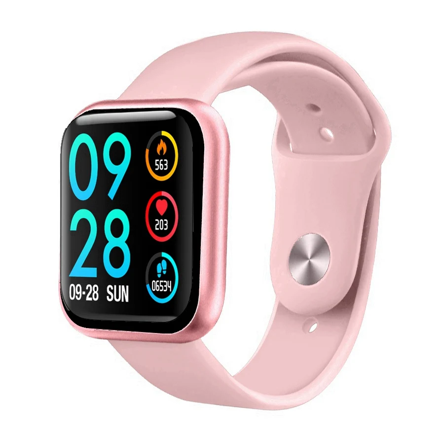 Silicone Pink T80 Смарт-часы с полным сенсорным экраном IP68 Водонепроницаемые Смарт-часы для мужчин и женщин монитор сердечного ритма для xiaomi и Apple - Color: Silicone Pink