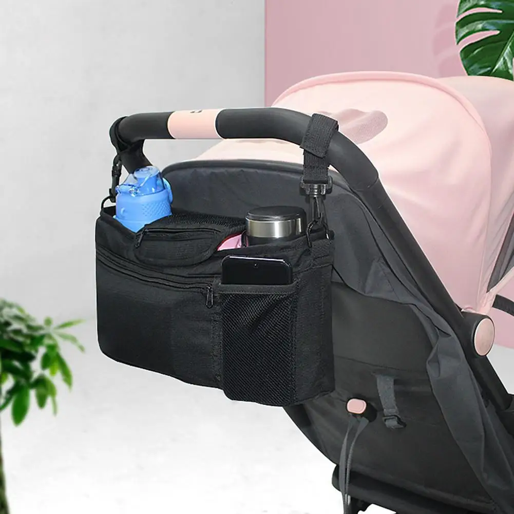 Детская коляска сумка подгузник-Мумия сумка висячая корзина органайзер для хранения детская дорожная сумка для детской бутылочки аксессуары для коляски - Цвет: Black