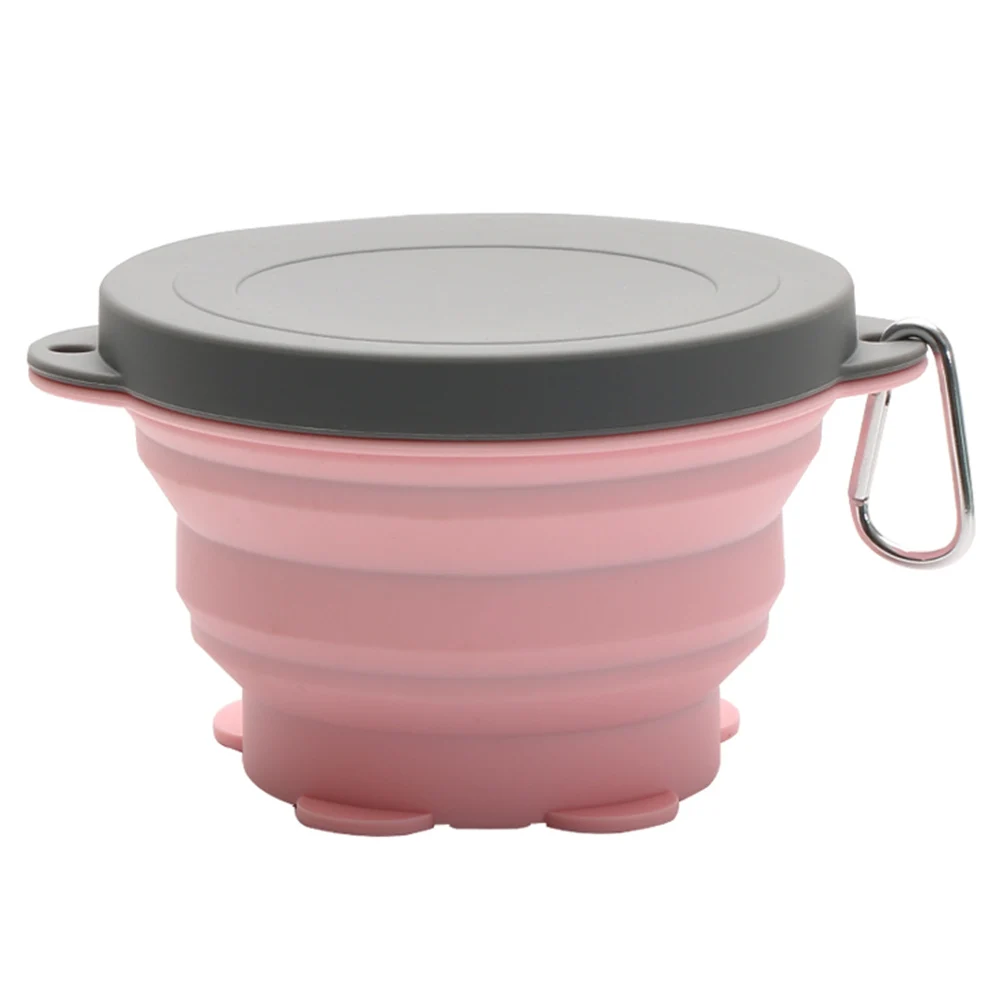 Пищевой Силиконовый Складной Переносной миска для путешествий на открытом воздухе можно носить со складной чашей домашняя наружная чаша - Цвет: Pink