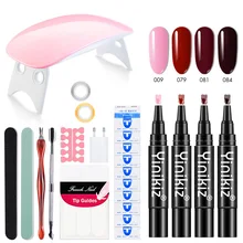 1 комплект Сушилка для ногтей 6 Вт УФ светодиодный светильник для маникюра многоцветные гелевые ручки лаковые Топы 4 шт. маникюрная пилочка для ногтей набор инструментов TSLM1