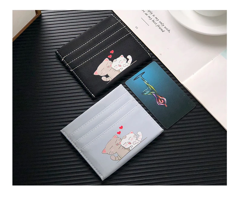 Приложение блог мультфильм милые кошки Модные женские ID Кредитные карты держатель чехол Обложка для паспорта карты сумка мини маленький тонкий кошелек для монет