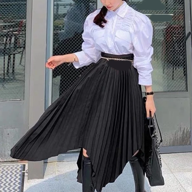 RealShe Blouse Women White Puff Sleeve Pockets Womens Tops And Blouses Spring Casual Vintage Solid White Shirt Women Shirts